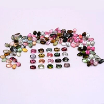 15 Pcs Natural Multi Tourmaline 6x4mm Oval Cut Untreated Gemstones Wholesale Lot - Image 1 of 4