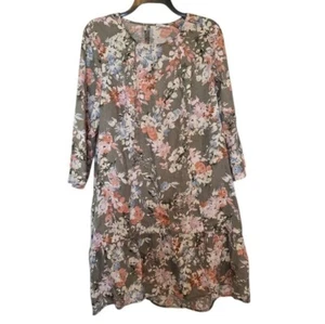J Jill Love Linen Floral Long Sleeve Dress Sizr Large - Bild 1 von 6
