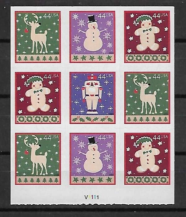 US Christmas Winter Holiday 44c Stamp plate block of 9 Scott #4429-4432 - Image 1 of 1