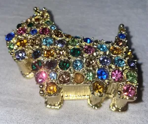 Olivia Riegel Scottie Dog Lidded Box Colorful Gems Jewels Gold Doggie Storage - Picture 1 of 8