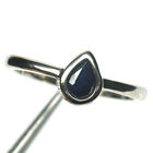 Gemstone 4 x 6 mm. Blue Sapphire Jewelry Ring 925 Silver White Gold Size 7