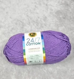 24/7 Cotton Lion Brand Sequins Yarn Purple 3.5oz 186yd Knitting Crochet Sewing - Picture 1 of 8