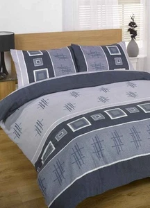 EINZELBETT GATEWAY GRAU BETTBEZUG SET ANTHRAZIT SCHIEFER MODERN GEO QUADRATE LINIEN - Bild 1 von 1