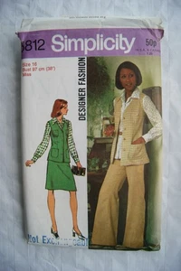 1973 Simplicity Pattern No. 5812 misses vest. blouse, skirt & pants, size 16, 38 - Picture 1 of 1