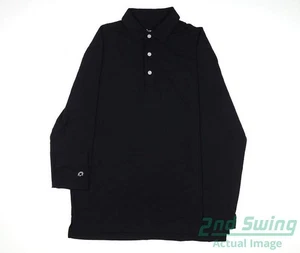 New Mens IBKUL Long Sleeve Polo Medium M Black MSRP $92 - Picture 1 of 3