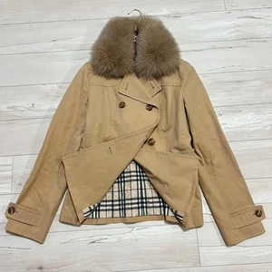 Gabardina Burberry London Nova Check abrigo acolchado de piel de zorro 2 vías desde Japón - Imagen 1 de 24
