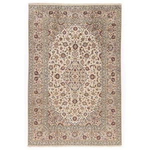 Alfombra persa anudada a mano Kashan 296x198 cm Orient Wolle Carpet Rug beige - Imagen 1 de 11