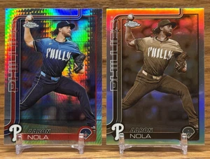 AARON NOLA Sepia + Prism Refractor LOT | 2025 Topps Chrome Philadelphia PHILLIES - Picture 1 of 2
