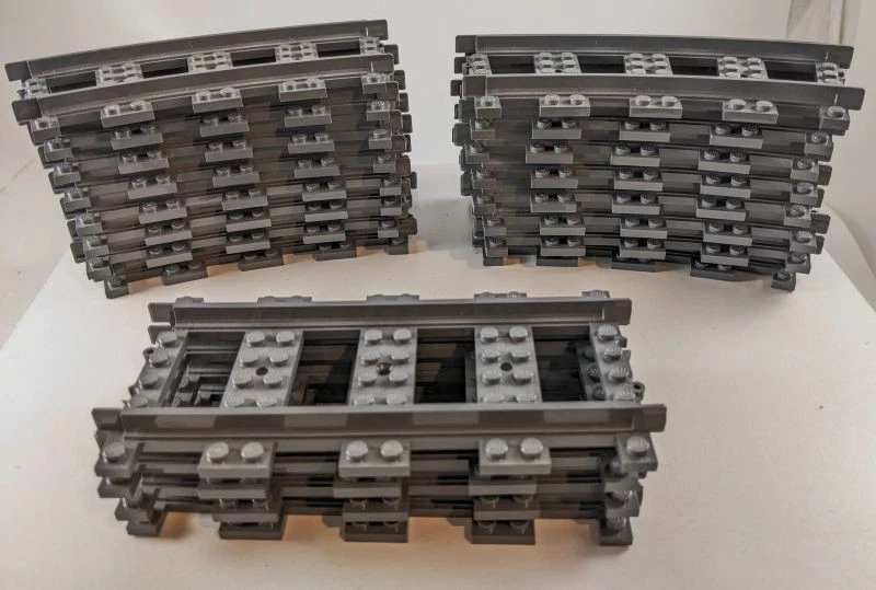 20  LEGO TRAIN TRACKS 16 Curved 53400 4 Straight 53401 City 64022 Dk Bluish Gray - Image 1 of 1