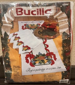Bucilla Cross Stitch Kit 12 Days Christmas Partridge in a Pear Tree Table Runner - Picture 1 of 10