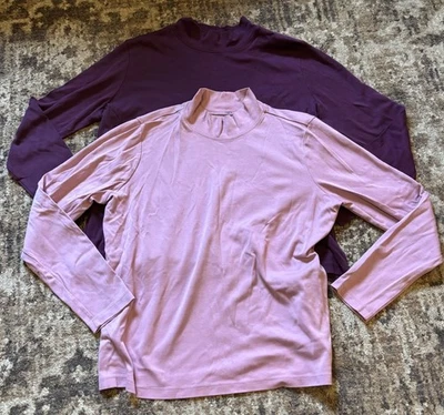 (2) Ll Bean женщин большой Reg розовый фиолетовый длинным рукавом водолазка Supima хлопок - Изображение 1 из 4