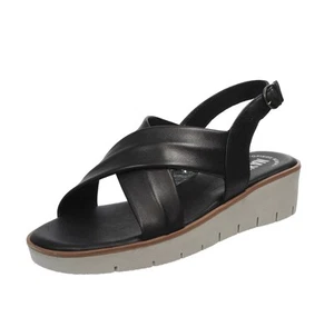 Nakoa Sandali In Pelle Con Zeppa Nero - Taglia 35 Scarpe Donna Sandali Zeppa - Foto 1 di 3