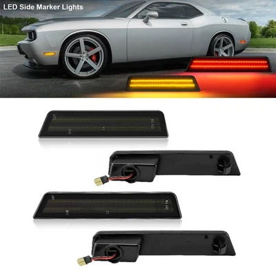 For Dodge Challenger 2008-2014 LED Front Rear Fender Side Marker Light Lamps - Image 1 of 4