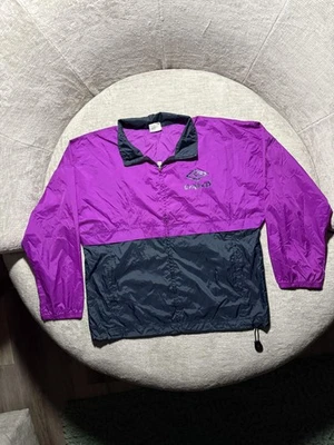 Jaqueta Umbro Masculina Vintage Grande Roxa Preta Nylon Quebra-vento 1/4 Zíper Anos 90 - Imagem 1 de 4