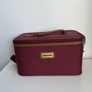 Vintage Vanguard Vanity Hard Case Red Burgundy Removable Mirror Carry Case - Picture 1 of 11