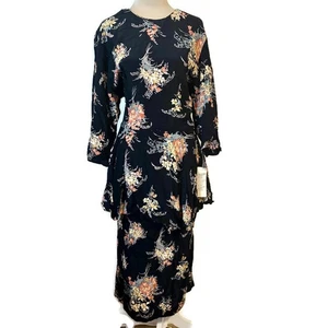 Neu mit Etikett Vintage 80er Jahre Nina Piccalino Blumen Schößchen Midikleid 10 - Bild 1 von 9
