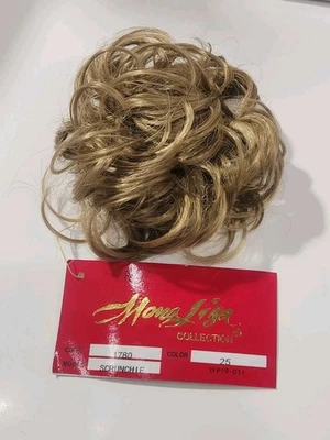 Curly Scrunchie Ponytail Synthetic 3" 25 Dark Golden Blond Messy Bun - Image 1 of 4