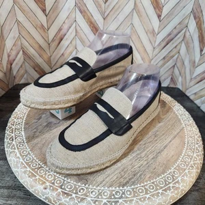 J.Crew Made-in-Spain Penny Loafer Espadrilles in Linen Blend Leather Women 7.5 - Picture 1 of 9
