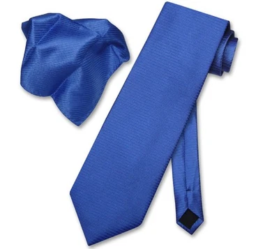 Antonio Ricci NeckTie Handkerchief Royal Blue with Navy Blue Ribbed Lines Tie - Image 1 of 2