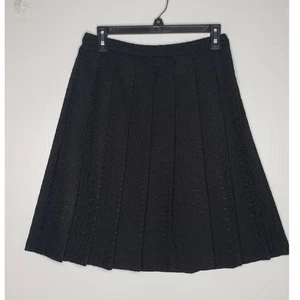 Calvin Klein Black Textured Lace Pleated Fit and Flare Skirt Career Twee Retro 2 - Picture 1 of 10