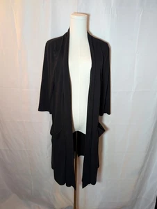 Zenana Premium GUC Black Women's L Long Sleeve Open Front Cardigan with Pockets - Picture 1 of 7
