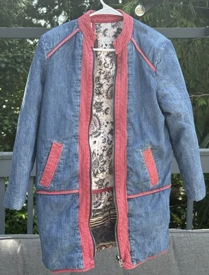Free People Belario Reversible Jacket Coat Chambray Denim Abstract XSmall - Image 1 of 4