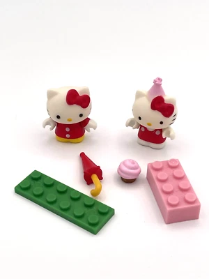 Mega Bloks Hello Kitty Accessory & Figure Lot – Umbrella, Cupcake, Blocks - Image 1 of 3