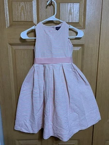 Ralph Lauren Girls Size 6X Special Occasion Dress Pink White Striped EUC - Picture 1 of 16