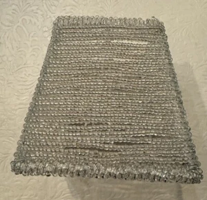 Clear Seed Bead Lamp Shade Clip On Square Bell Shape 4” X 4" - Picture 1 of 3