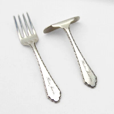 William And Mary Juego Bebé 2 Piezas Lunt Plata de Ley 1921 Rosa María Foto 1 de 4