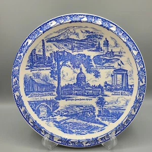 Washington State Plate By Vernon Kilns, USA, Blue & White, 10.5 In, - Picture 1 of 2