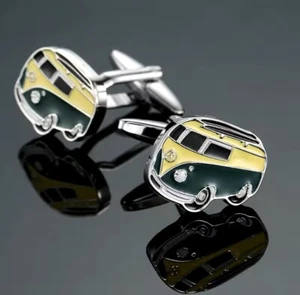 Men’s VW Hippie Van Retro Inspired Cuff Links Set, New - Picture 1 of 16