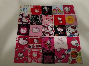 Hello Kitty 2.5 inch squares scraps quilting sewing fabric - Picture 1 of 1