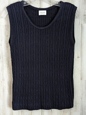 Chaleco Suéter United Colors of Benetton L Azul Tejido con Cable Pullover Academia Prep Foto 1 de 4