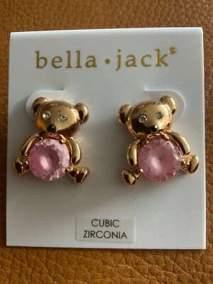 Bella & Jack Teddy Bears Cubic Zirconia gold tone 2cm earrings NWT ma  - Image 1 of 3
