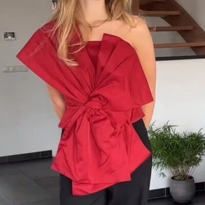 H&M Bow Front Gift Present Red Bow Top XS - Picture 1 of 9