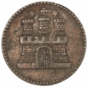 1855 Dreiling Hamburg ~ KM#582 Deutsche Staaten - Bild 1 von 2