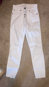 Women’s White Denim Raw Hem Button Fly Size 24 - Picture 1 of 3