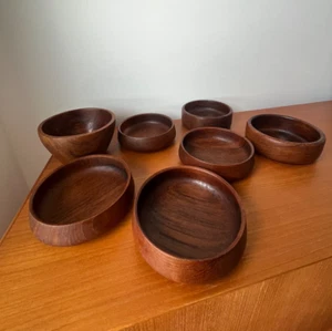 Konvolut 60s70s Vintage Holz Schale Bowl Mid-Century Design Lonborg Denmark - Bild 1 von 10
