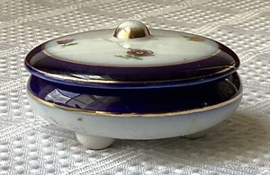 Vintage German Cobalt Floral Porcelain Trinket Box, Made in Germany - Picture 1 of 9