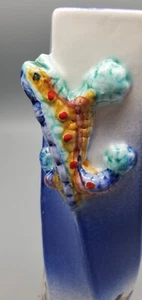 Unique A. Gaudi Mosaic Lizard Swirled Blue Vase Mosaic Details Serra Ceramics - Picture 1 of 14