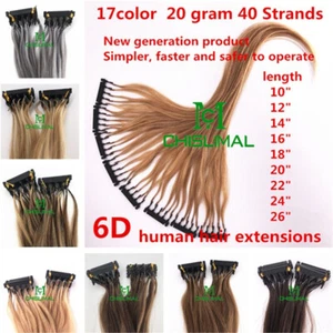 New 6D Remy Human Hair Extension 14 16 18 20 22 24 26inch Hair 20g 5Strands/row - Bild 1 von 38