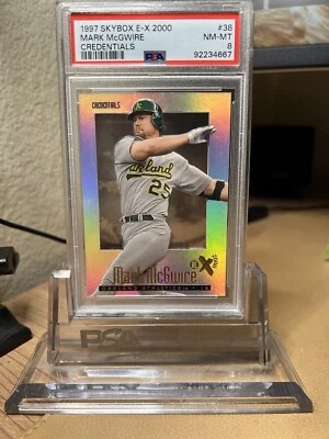 1997 SKYBOX E-X2000 MARK MCGWIRE CREDENTIALS #/299  PSA 8 POP 3 (only 5 higher) - Image 1 of 3