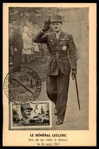 FRANCIA MK 1948 GENERAL LECLERC MILITAR GUERRA CARTA MÁXIMA MC CM/m493 - Imagen 1 de 2