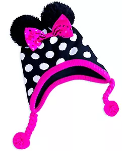 Disney Minnie Mouse Beanie Hat Pom Pom Knit Laplander Girls Cap Winter Warm Gift - Picture 1 of 3
