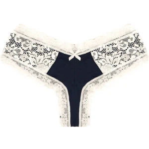 Splendies Mutandine Cheeky Blu Navy con Pizzo Bianco Taglia 4X Nuove con etichette - Foto 1 di 10