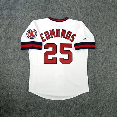 Jim Edmonds California Angels Men's Cooperstown Home White Throwback Jersey - Image 1 of 4