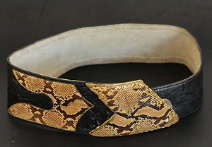 Cintura donna pelle di serpente e pelle fianchi larghi curvi con fibbia disegnata Sudafrica - Foto 1 di 6