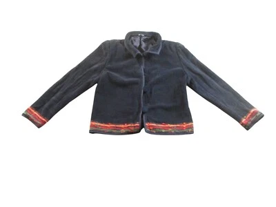 Cárdigan Suéter Annikki Karvinen Mujer Mediano Negro Dobladillo Arco Iris Hecho a Mano Finlan Foto 1 de 4