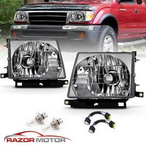 Chrome Headlight Pair w/ Bulb For Toyota Tacoma 1997-2000 2WD, 1998-2000 4WD - Picture 1 of 10